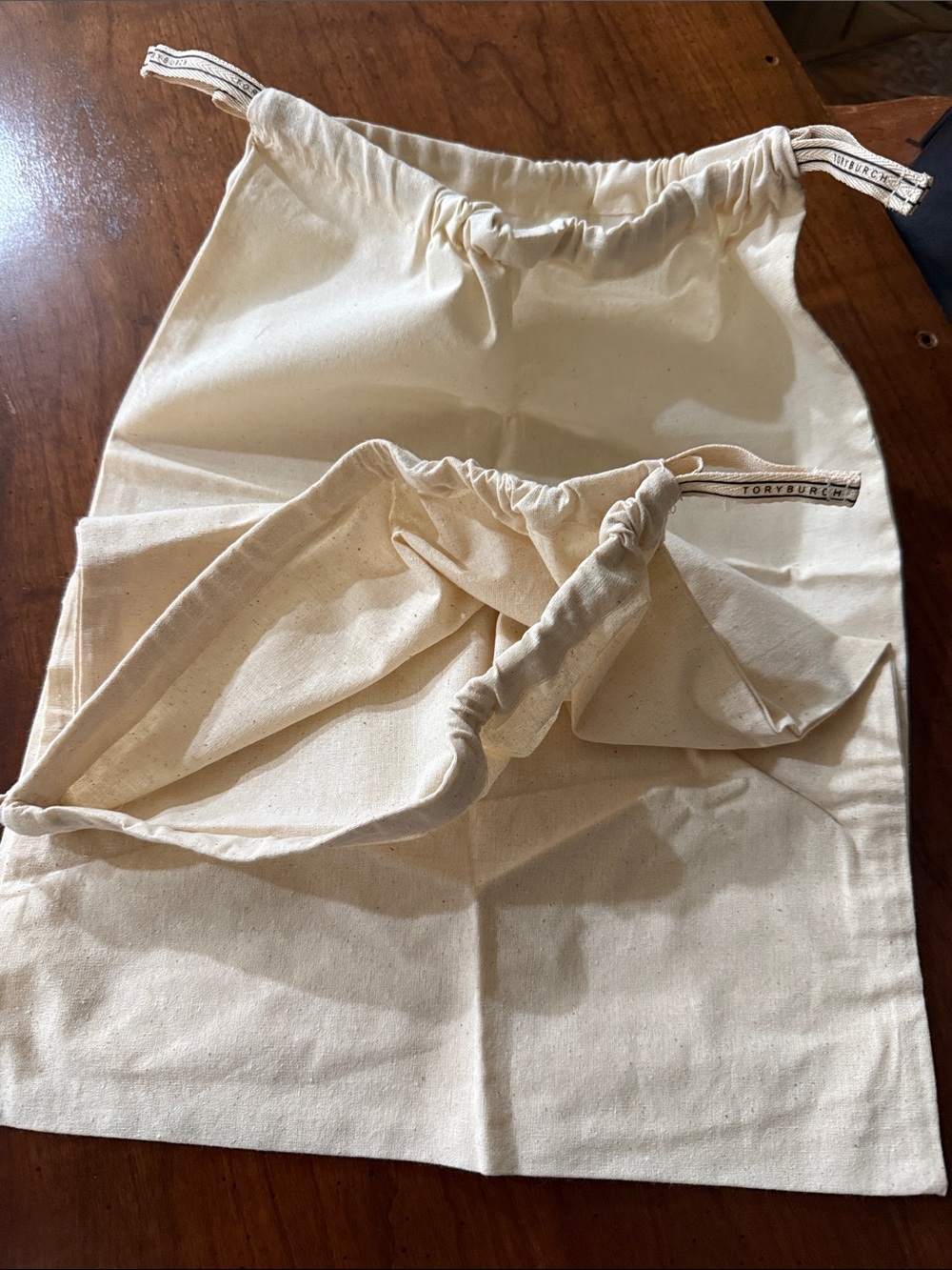 2 Tory Burch Draw String Dust Bags for Shoes 👞 Cream New
